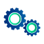 Technisches-SEO - zwei Zahnräder in blau und grün