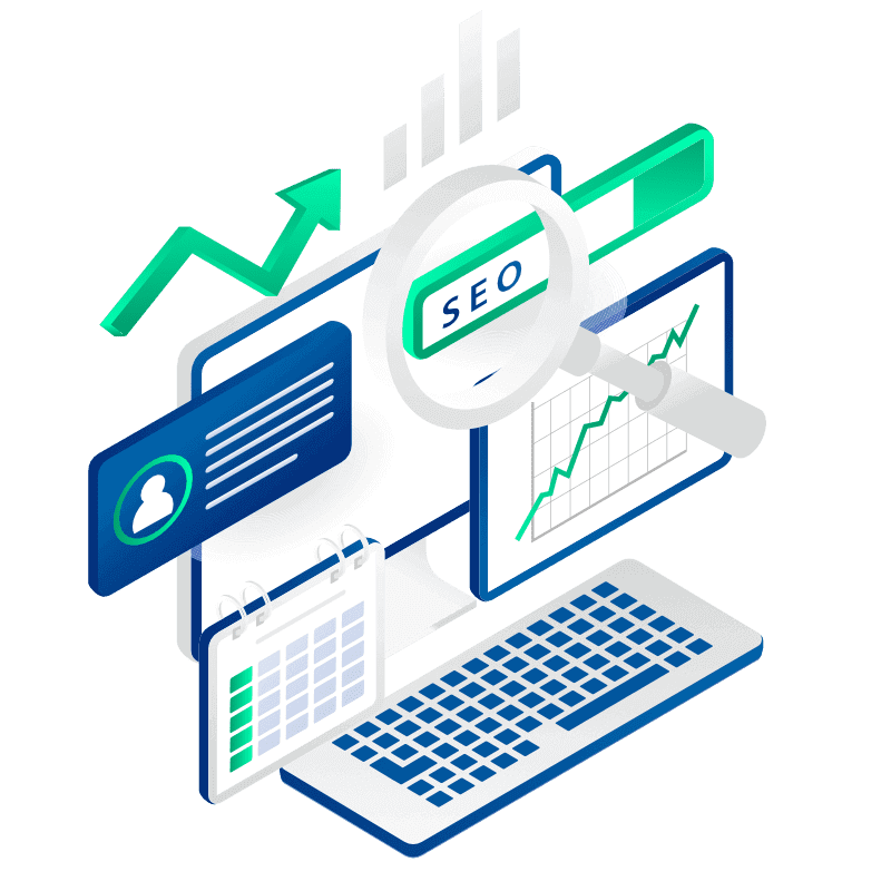 ranklike SEO Agentur Hamburg SEO Grafik in Blau grün